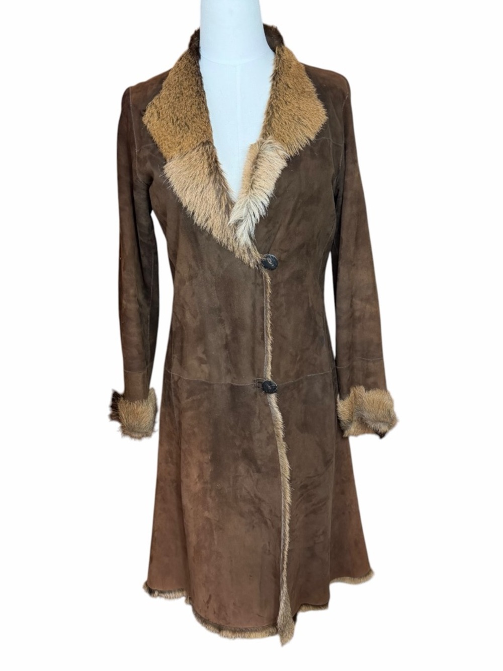 Vintage Y2K Reversible Shearling Goatskin Fur Coat Penny Lane Women Sz Small